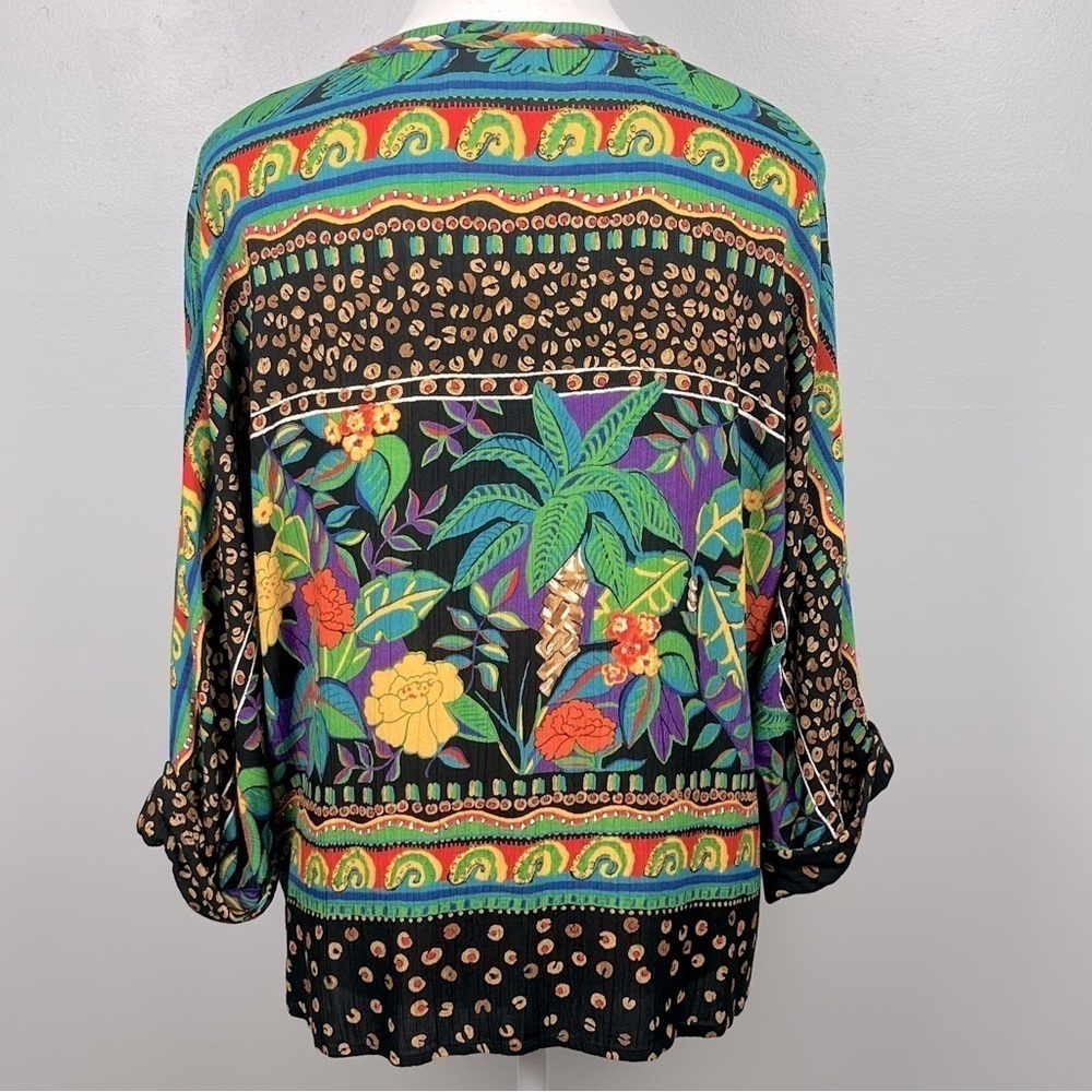 Carole Little Vintage 80’s tropical animal print dolman sleeve top, size 8. - Picture 4 of 9